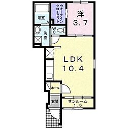 エクセレントロジェB 1LDKの間取図画像
