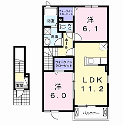 アン・リヴィエールB 2LDKの間取図画像