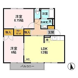 セジュールわかばA 2LDKの間取図画像