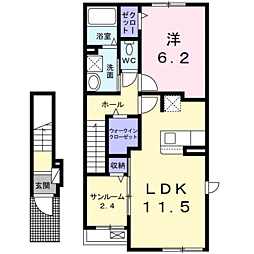 ファインエコー 1LDKの間取図画像