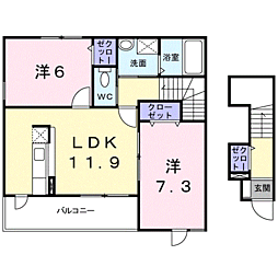 サニーコートB 2LDKの間取図画像