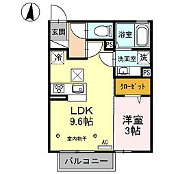 クオーレ 1LDKの間取図画像