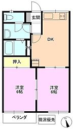 フレグランス会 2DKの間取図画像