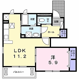 ポポラーレ善 1LDKの間取図画像