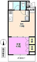 ミスズビル 1DKの間取図画像