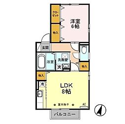J-Room☆妃A 1LDKの間取図画像