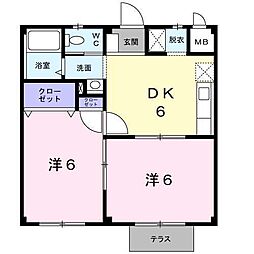 コーポ青垣A 2DKの間取図画像