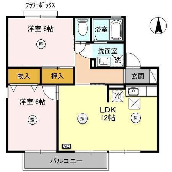 長野県長野市西和田 1丁目(賃貸アパート3DK・1階・55.44㎡)の写真 その2