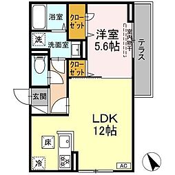 (仮)D-ROOM高田字久保 1階1LDKの間取り