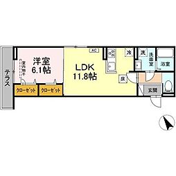 (仮)D-ROOM高田字久保 1階1LDKの間取り