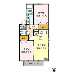 アドバンス21B 2DKの間取図画像