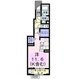 リンデンハイム2 ワンルームの間取図画像