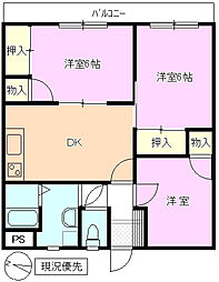 セントラルプラザわかば 3DKの間取図画像