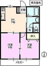 メイプル 2DKの間取図画像