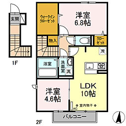 グリーンハイツ上原 2LDKの間取図画像