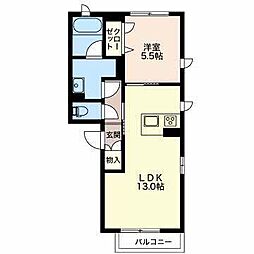 ラメゾンドゥマルベリー 1LDKの間取図画像