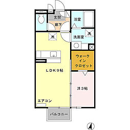 エスポワールA 1LDKの間取図画像