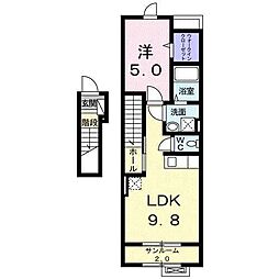 ジュラフB 1LDKの間取図画像