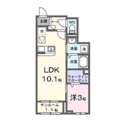 ミニョン フロル B 1LDKの間取図画像