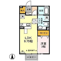 メゾン・ド・ボヌールA 1LDKの間取図画像