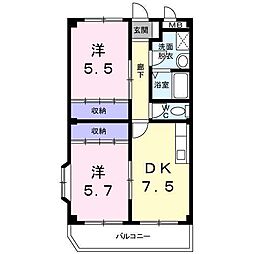 パレメルヴェイユー 2DKの間取図画像