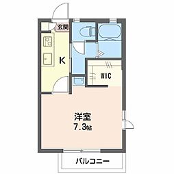 フレグランスかわい 1Kの間取図画像