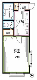 メゾンエトワール・ドゥ・ラ・メール 1Kの間取図画像