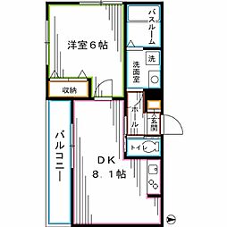 ラフィーネ 1DKの間取図画像