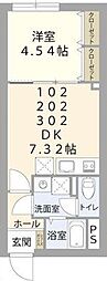 Respect Residence南台 1DKの間取図画像