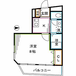 メゾン・ハギワラ 1Kの間取図画像