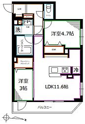 primeBliss中野富士見町1 2LDKの間取図画像