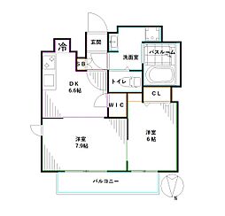 レガリス高円寺2 2DKの間取図画像