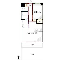 グランドパレスII 1階1LDKの間取り