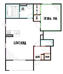 グランブルー 1階1LDKの間取り