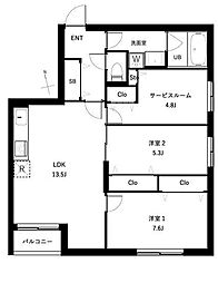 COEUR　BLANC西荻窪 3階2SLDKの間取り