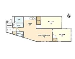 キークハイム秋田 2LDKの間取図画像