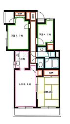 フィオーレ武蔵野 3LDKの間取図画像