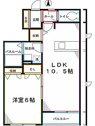 K・アルカディア 1LDKの間取図画像