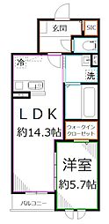 ユアメゾンメイプル 1LDKの間取図画像