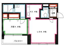K9スタイルワン 1LDKの間取図画像