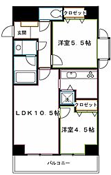 レクセル三鷹 2LDKの間取図画像