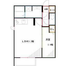 アルモ井の頭 1LDKの間取図画像