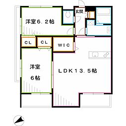 Forest深大寺 2LDKの間取図画像