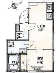 サンライズ三鷹台 1DKの間取図画像