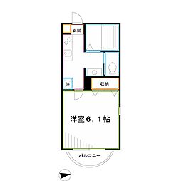 カーサ小金井 1Kの間取図画像