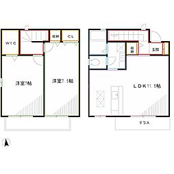 グランクレスト 2LDKの間取図画像