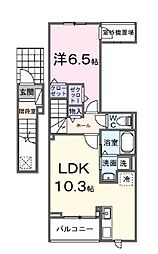 西東京市向台町5丁目アパート 1LDKの間取図画像