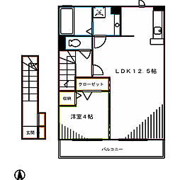 ガーネット 1LDKの間取図画像