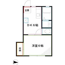メゾン梨里 1DKの間取図画像