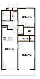 ラフィネS国分寺 2LDKの間取図画像